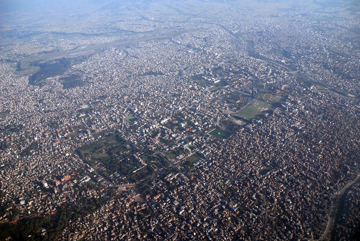 Kathmandu 00 02 Kathmandu View From Airplane With Airport At Top, Thamel Bottom Centre, Rani Pokhari  In Middle And Patan Upper Right  